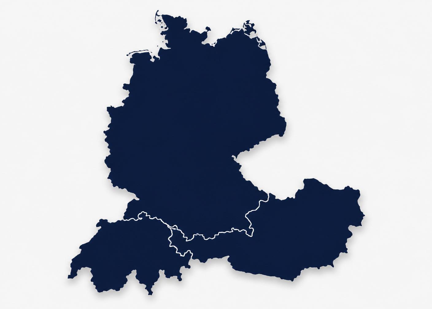 Map of Germany, Austria and Switzerland — DACH retail region